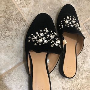 Pearl and Jewel Embellished Loafers